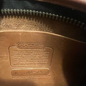 Coach Tan Leather Wristlet with Chain Strap